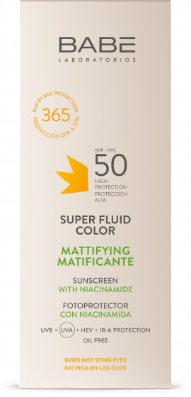 Babe Laboratorios Sun Protection Super Fluid Color SPF50 - Сонцезахисний супер флюїд з тонуючим і матуючим ефектом для жирної шкіри - 1