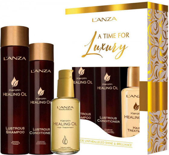 L'anza Keratin Healing Oil Holiday Trio Box - Подарунковий набір для волосся