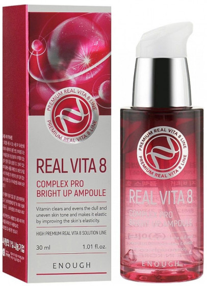 Enough Real Vita 8 Complex Pro Bright Up Ampoule - Сироватка для обличчя з комплексом вітамінів - 1