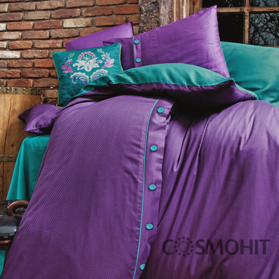 Issimo Home Dawson Purple - Двоспальний комплект з простирадлом на гумці