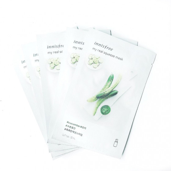 Innisfree My Real Squeeze Mask Cucumber - Тканинна маска з екстрактом огірка - 1