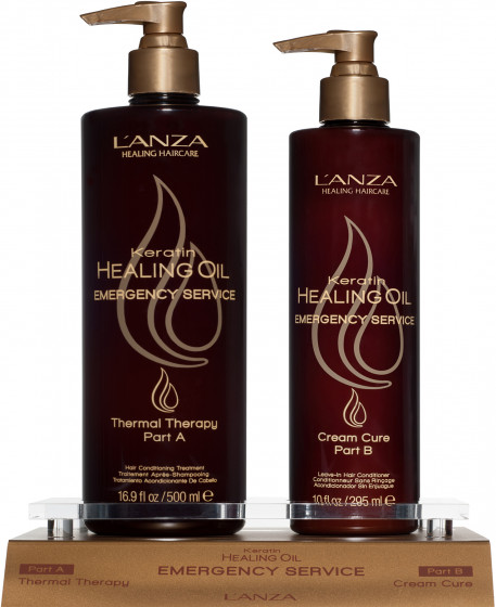 L'anza Keratin Healing Oil Emergency Thermal Back Bar Kit - Набір для відновлення волосся