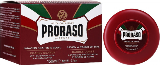 Proraso Red Line Emollient Soap - Мило з екстрактом каріте і сандаловим маслом для гоління жорсткої щетини