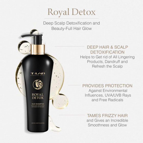 T-LAB Professional Royal Detox Duo Shampoo - Дуо-шампунь для королівської гладкості і абсолютної детоксикації - 1