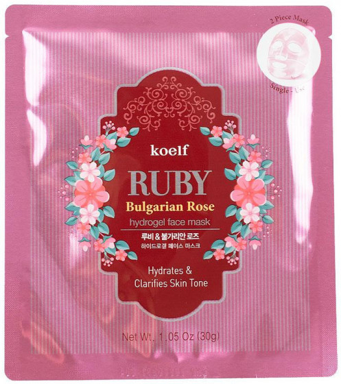 Petitfee & Koelf Ruby & Bulgarian Rose Hydrogel Mask Pack - Гідрогелева маска для обличчя з рубіном