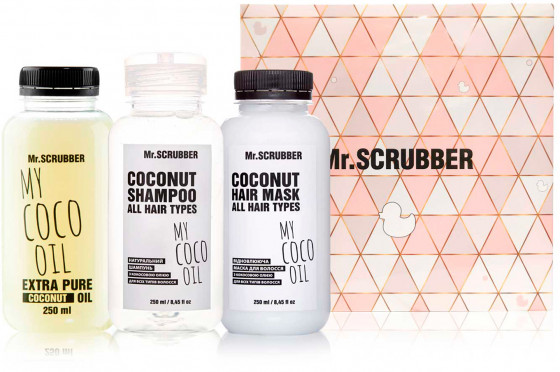 Mr.Scrubber Coconut Oil Gift Set - Подарунковий набір з кокосовою олією "Зволоження та відновлення"