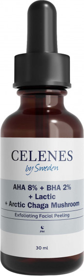 Celenes AHA 8% + BHA 2% + Lactic + Arctic Chaga Mushroom - Пілінг-сироватка з кислотами для шкіри обличчя