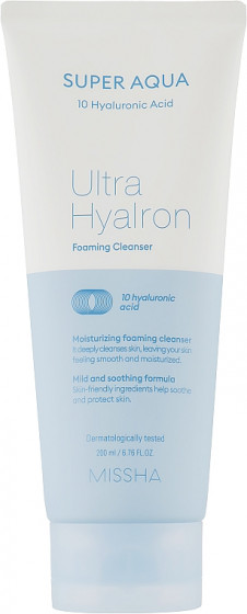 Missha Super Aqua Ultra Hyalron Foaming Cleanser - Зволожуюча пінка для вмивання