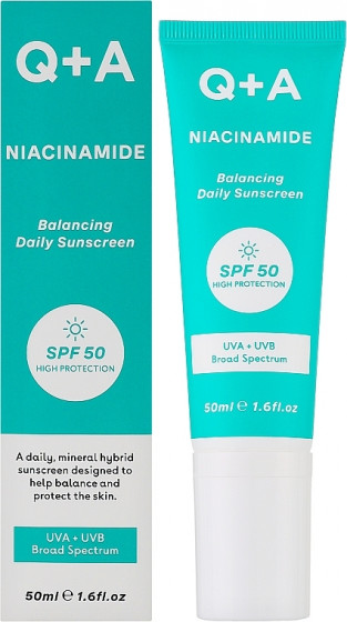 Q+A Niacinamide Balancing Daily Sunscreen SPF50 - Балансуючий сонцезахисний крем для обличчя - 1