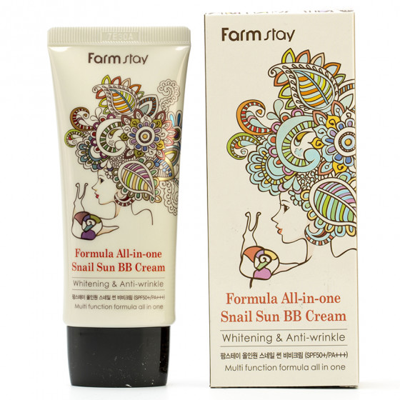 FarmStay All-in-One Snail Sun BB Cream - Сонцезахисний BB крем з равликовим муцином - 2