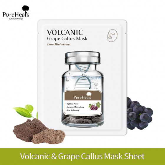 PureHeal's Volcanic Grape Callus Mask - Тканинна маска з вулканічним попелом для жирної шкіри - 1