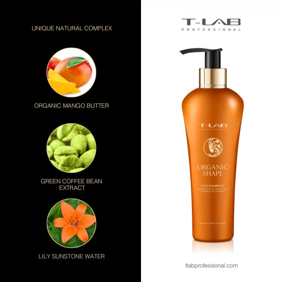 T-LAB Professional Organic Shape Duo Shampoo - Дуо-шампунь для розгладження та живлення волосся - 2