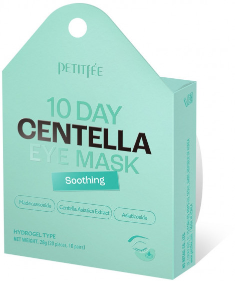 Petitfee & Koelf 10 Days Centella Eye Mask - Заспокійливі гідрогелеві патчі з азіатською центелою - 1