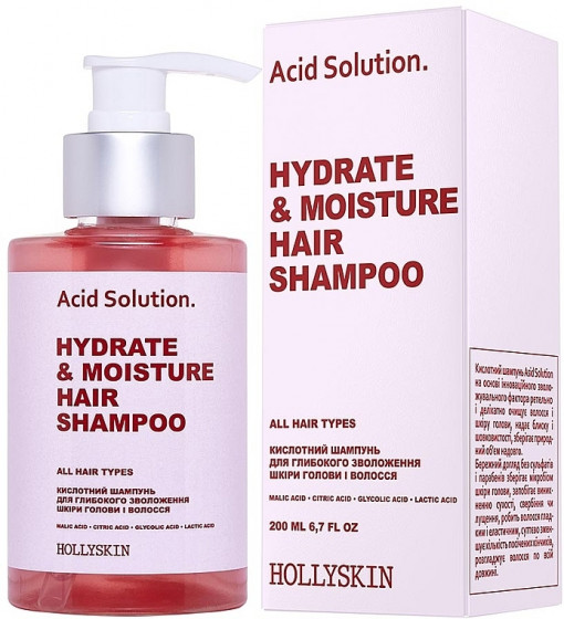 Hollyskin Acid Solution Hydrate & Moisture Hair Shampoo - Кислотний шампунь для глибокого зволоження шкіри голови та волосся