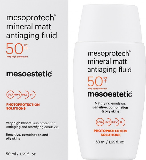 Mesoestetic Mineral Matt Antiaging Fluid SPF50 - Мінеральний матуючий флюїд для жирної шкіри - 1