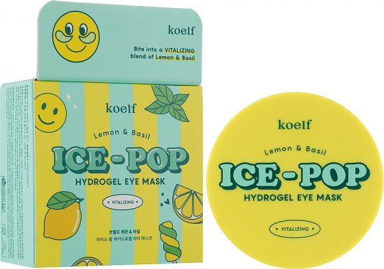 Petitfee & Koelf Lemon & Basil Ice-Pop Hydrogel Eye Mask - Гідрогелеві патчі для очей з лимоном та базиліком - 1