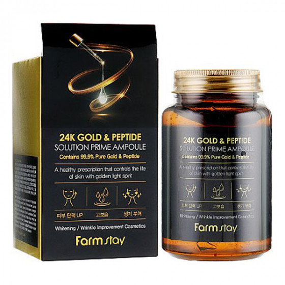 FarmStay 24K Gold & Peptide Solution Prime Ampoule - Антивікова ампульне сироватка з 24K золотом і пептидами - 1