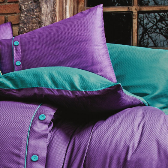 Issimo Home Dawson Purple - Двоспальний комплект з простирадлом на гумці - 1