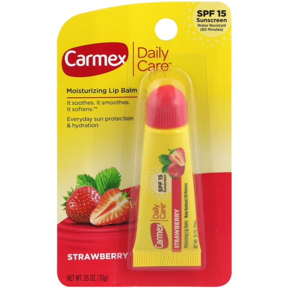 Carmex Lip Balm Tube Strawberry SPF15 - Бальзам для губ з ароматом полуниці в тубі - 1
