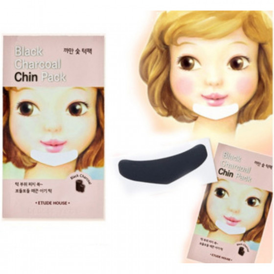 Etude House Black Charcoal Chin Pack - Патчі для підборіддя від чорних крапок - 1