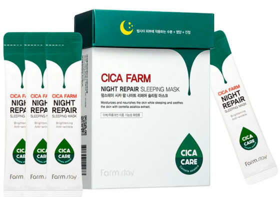 FarmStay Cica Farm Night Repair Sleeping Mask - Відновлююча нічна маска для обличчя з азіатською центеллою