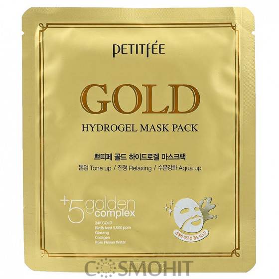 Petitfee & Koelf Gold Hydrogel Mask Pack - Гідрогелева маска для обличчя з золотим комплексом +5