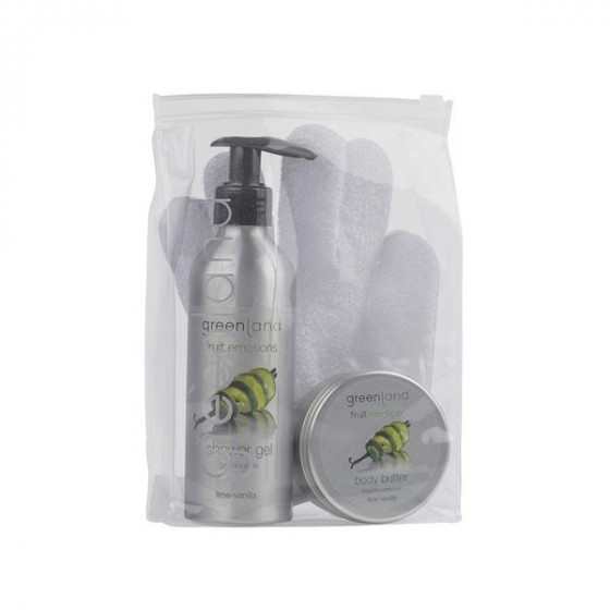 Greenland Giftset Scrub Glove Lime-Vanilla - Набір для тіла з масажною рукавицею Лайм-Ваніль