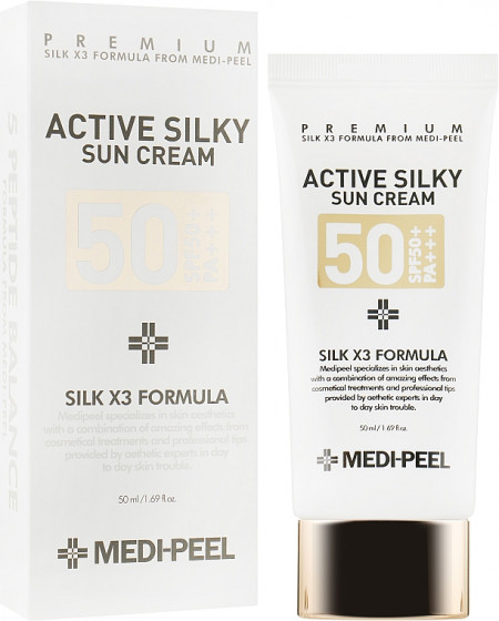 Medi Peel Active Silky Sun Cream SPF50+ /PA+++ - Сонцезахисний крем з пептидним комплексом SPF50+ /PA+++ - 1