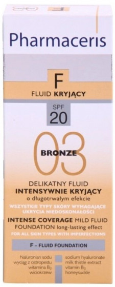 Pharmaceris F Intense Coverage Mild Fluid Foundation SPF20 - Делікатний тональний крем - 1
